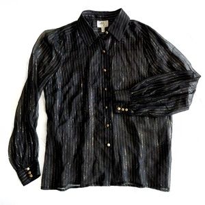 MILLY sheer pinstripe blouse